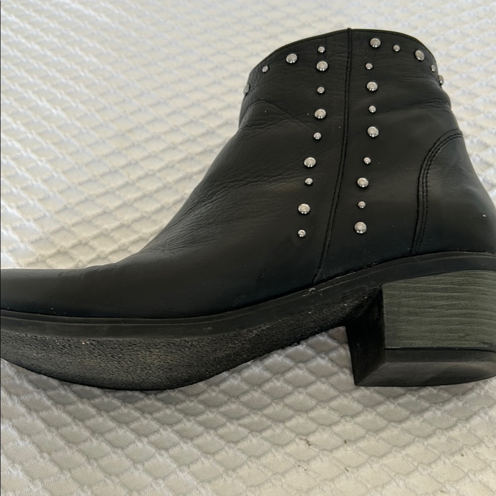 Black Leather Ankle Boots with Studded Detail